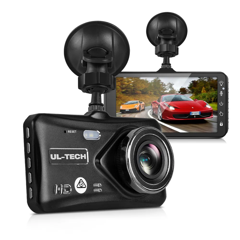 1080P Dual Dash Cam 4" LCD, Night Vision, 32GB - UL-tech