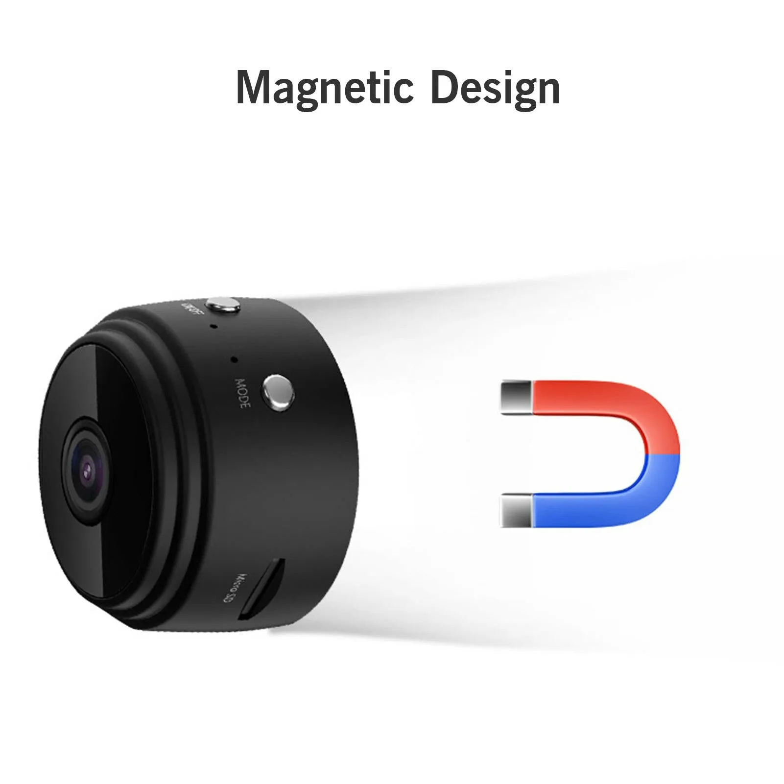 1080P High-Definition Mini Portable Camera Smart WiFi Wireless Security Camera Night Vision Motion Detection with APP Magnetic Design Rotatable Base Bracket for Home Security Outdoor Exercising Kids Monitoring Pets Monitoring