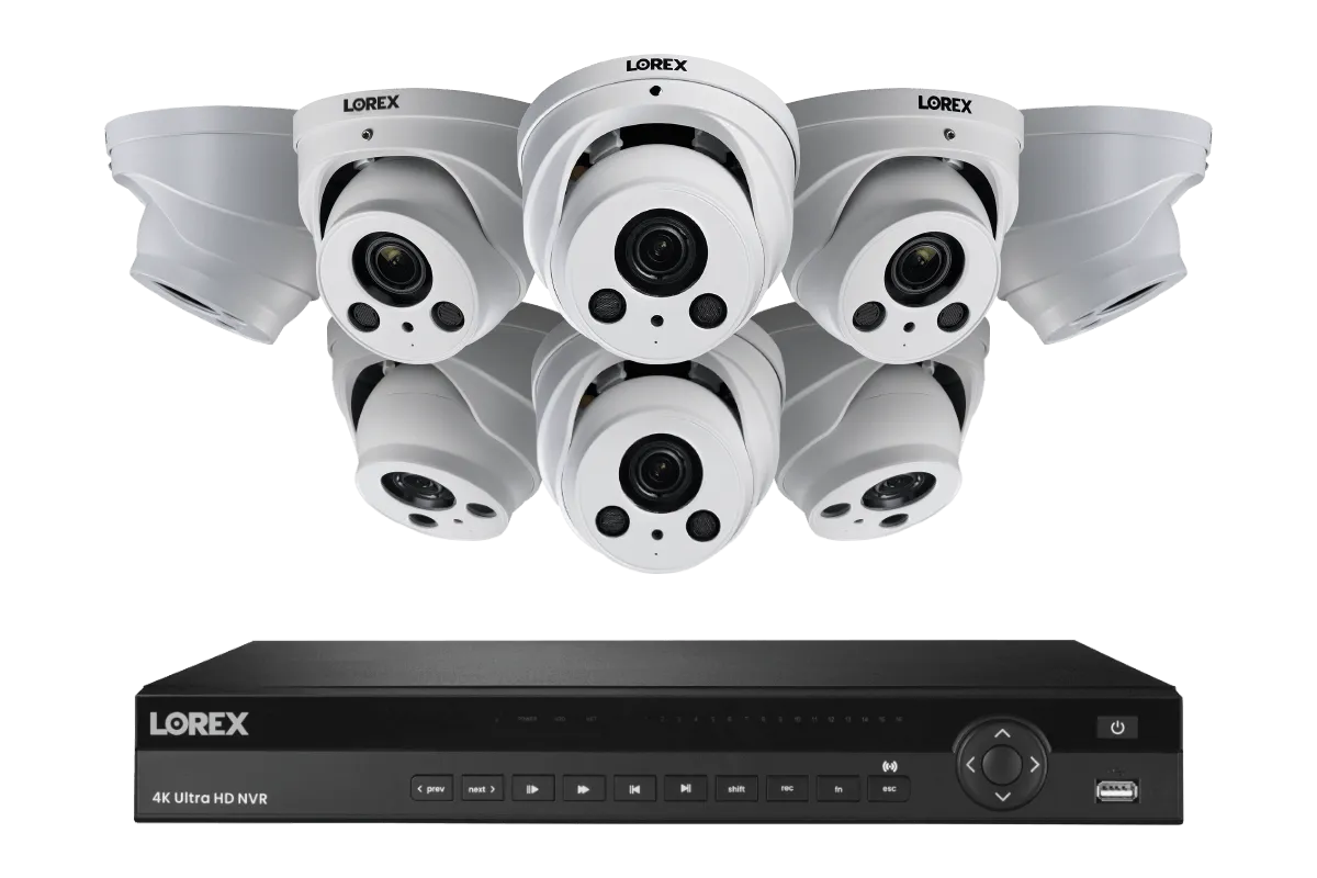 16-Channel NVR System with Eight 4K (8MP) Nocturnal Varifocal Zoom IP Dome Cameras with Listen-In Audio and 250FT Night Vision