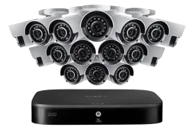 16-Channel Security System with Sixteen 4K (8MP) Cameras featuring Smart Motion Detection and Color Night Vision