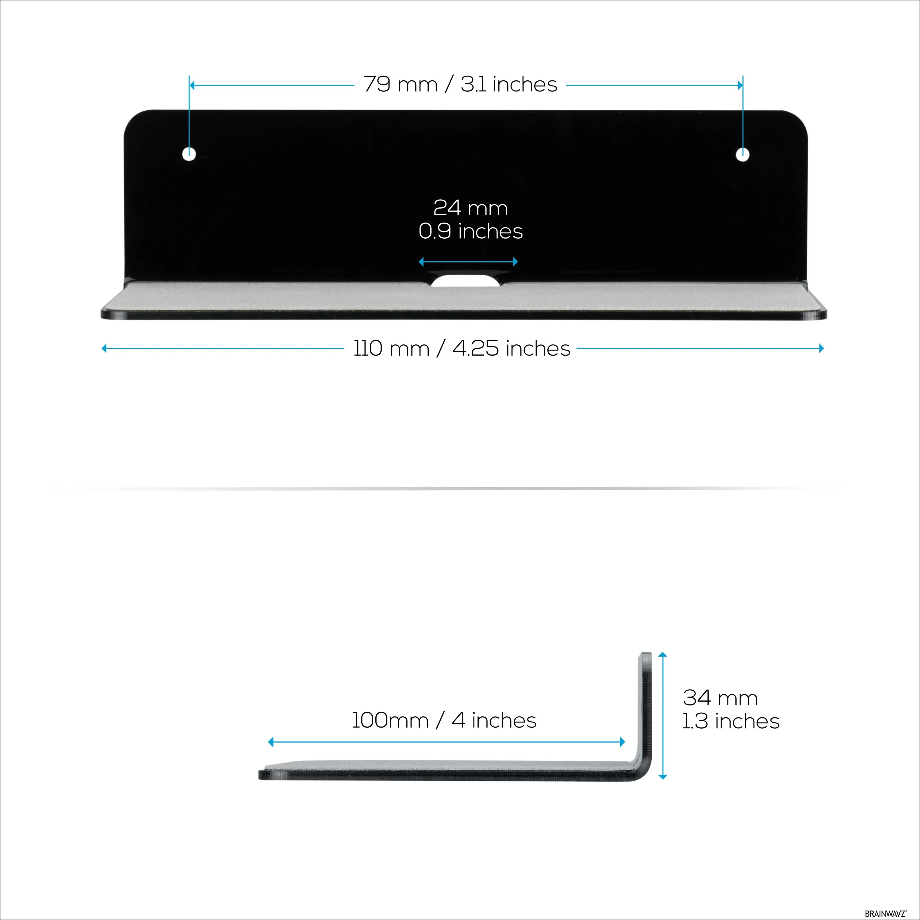 (2 Pack) 4" Small Floating Shelf Bluetooth Speaker Stand, Adhesive & Screw Wall Mount, Anti Slip, for Cameras, Baby Monitors, Webcam, Router & More