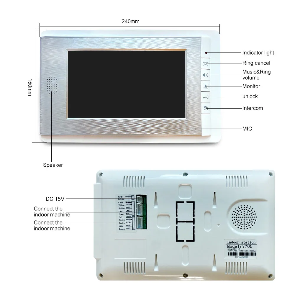 2/3/4 Units Apartment intercom system Video Door Phone Intercom Kits Aluminum Alloy Camera 7" Monitor video Doorbell 7 RFID Card