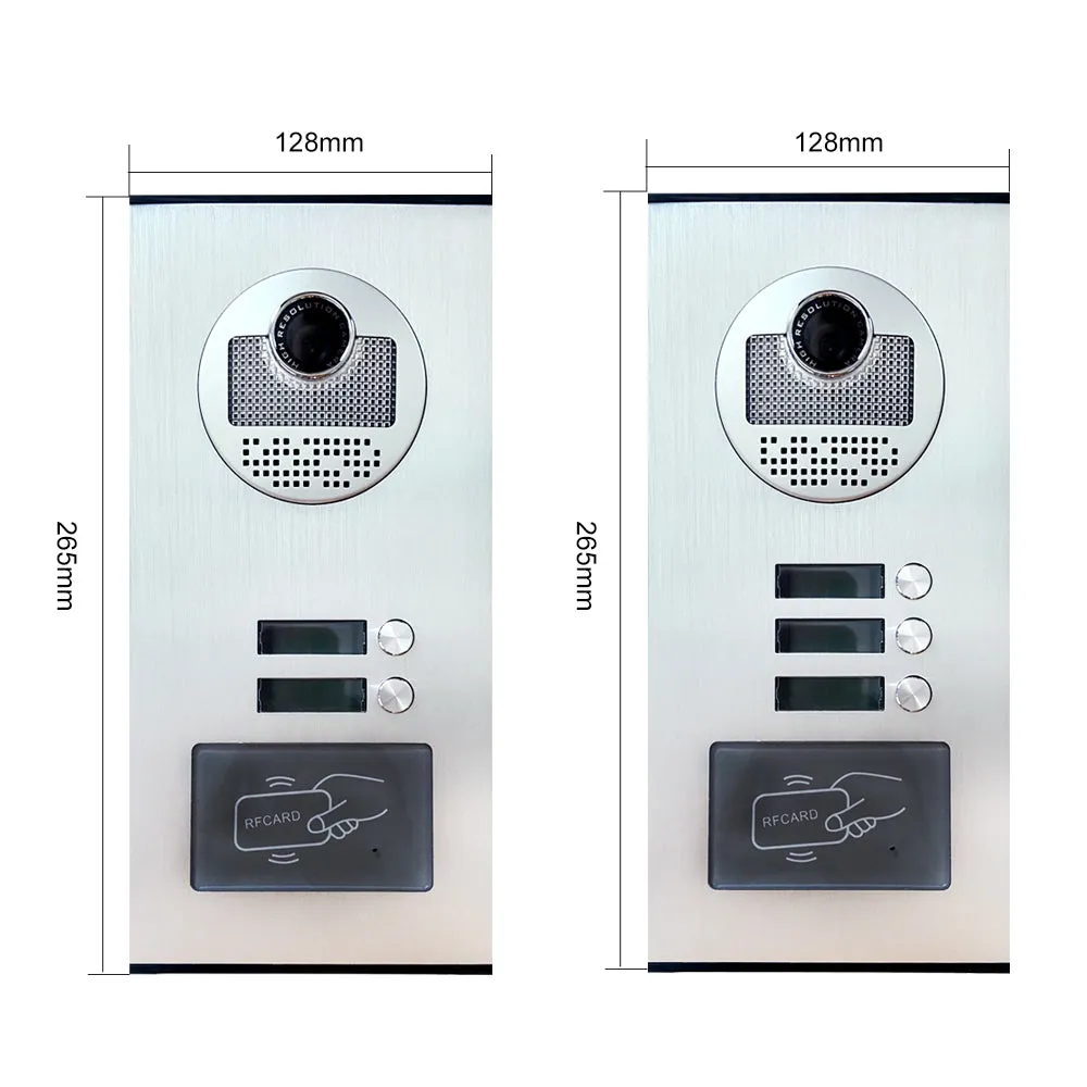 2/3/4 Units Apartment intercom system Video Door Phone Intercom Kits Aluminum Alloy Camera 7" Monitor video Doorbell 7 RFID Card