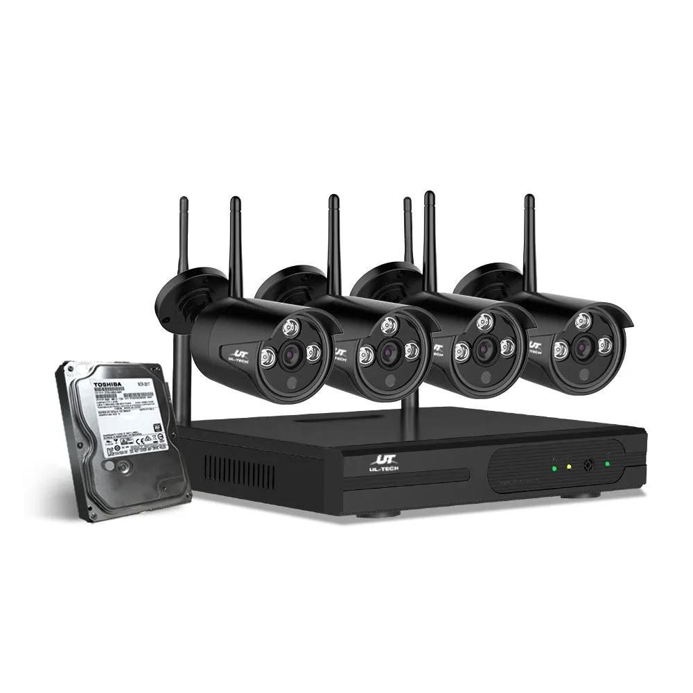 3MP Night Vision Wireless CCTV NVR System 4 Cameras 2TB UL-Tech