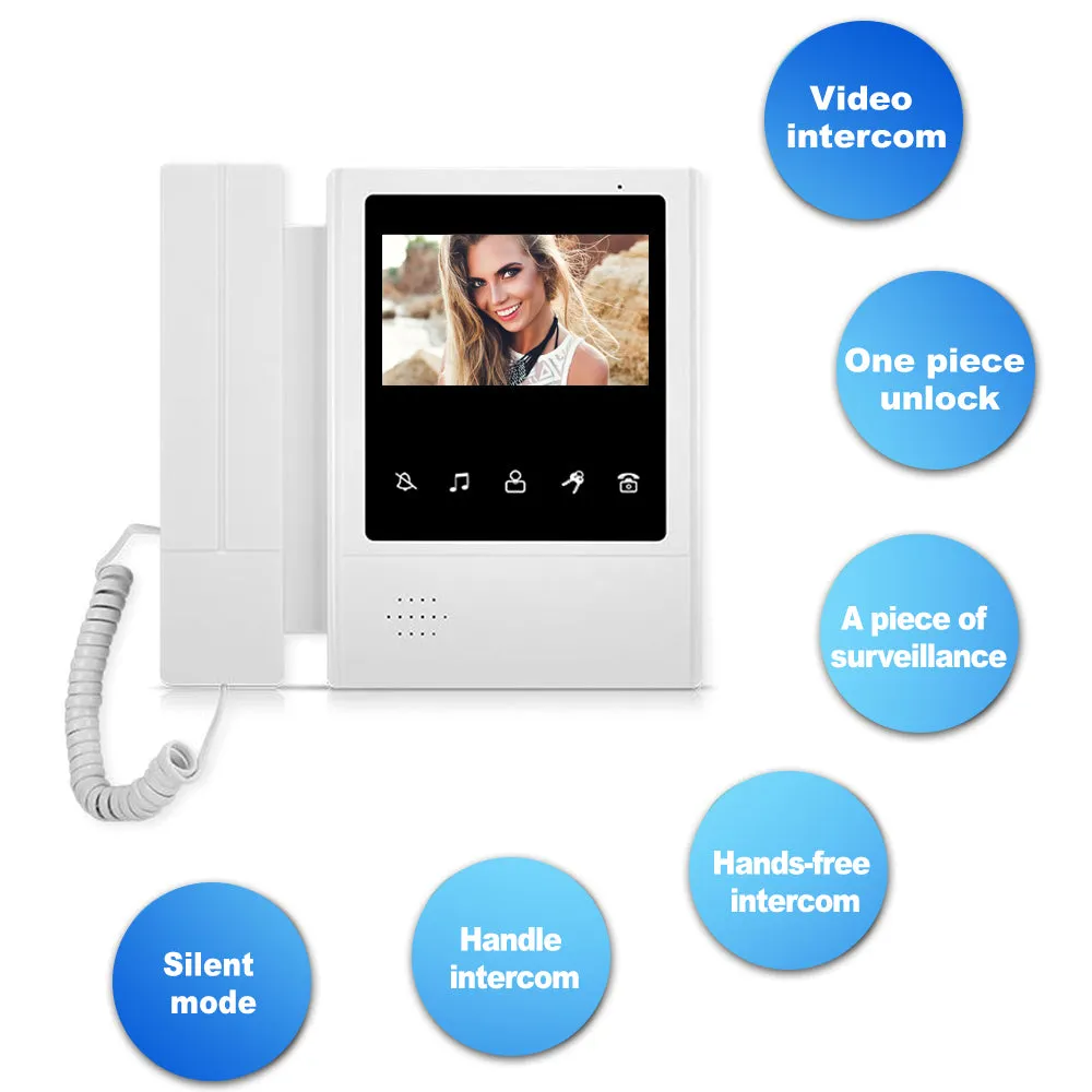 4.3'' Home TFT Wired Video Intercom Doorbell System RFID Camera with 3 Monitor Exit Button  Electric Lock   Door Access System