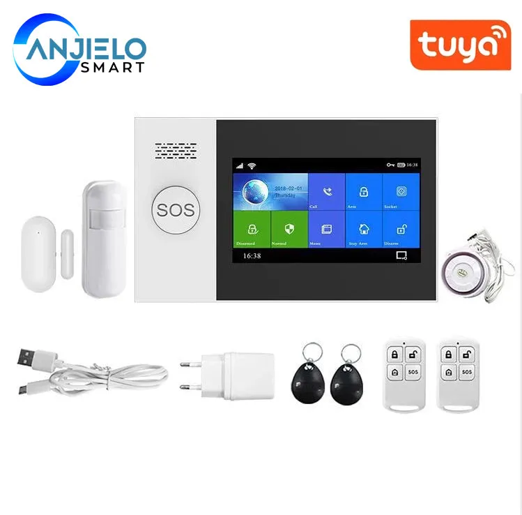 4.3 Inch 433MHZ WIFI GSM Home Wireless Security Burglar Alarm System Kits Monitor Motion Sensor Tuya APP IP Camera 10 Languages