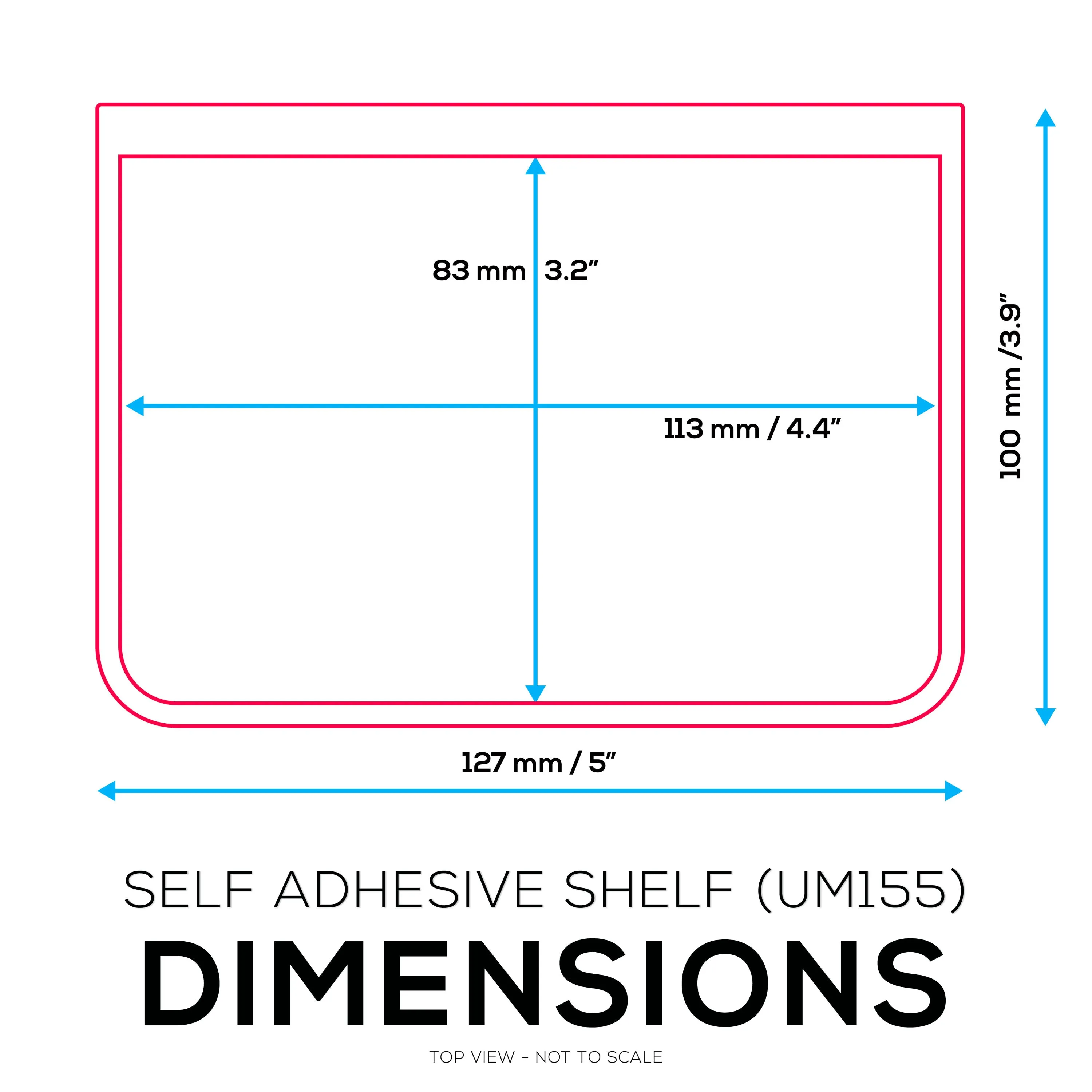 4.4" Adhesive Floating Shelf (UM155) for Cameras, Baby Monitors, Plants & More (113mm x 83mm / 4.4” x 3.2”)