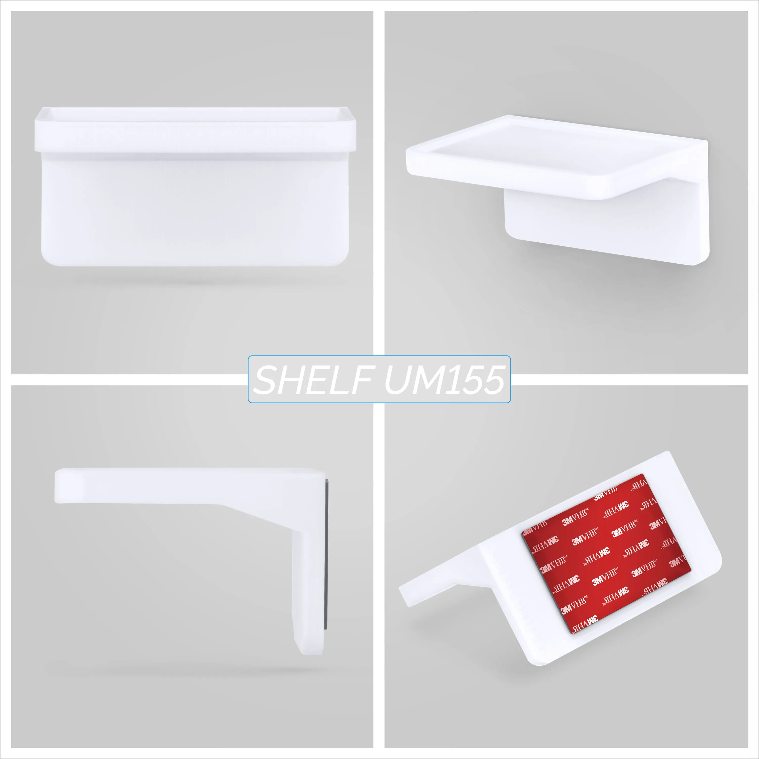 4.4" Adhesive Floating Shelf (UM155) for Cameras, Baby Monitors, Plants & More (113mm x 83mm / 4.4” x 3.2”)