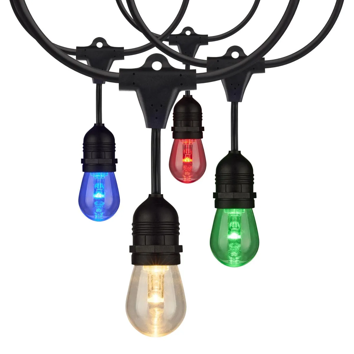 48FT, LED String Light; 15-S14 lamps, 12 Volts, RGBW with Infrared Remote