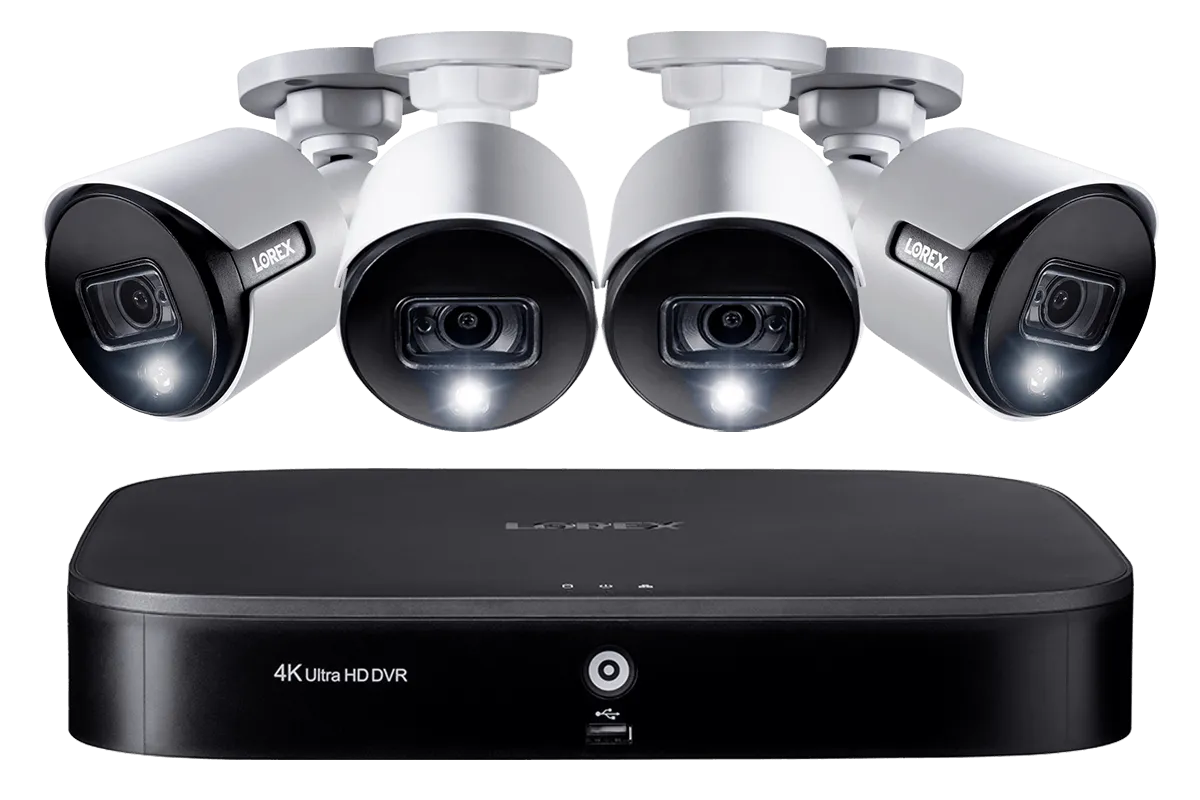 4K Ultra HD 8-Channel Security System with 4 Active Deterrence 4K (8MP) Cameras, Advanced Motion Detection and Smart Home Voice Control