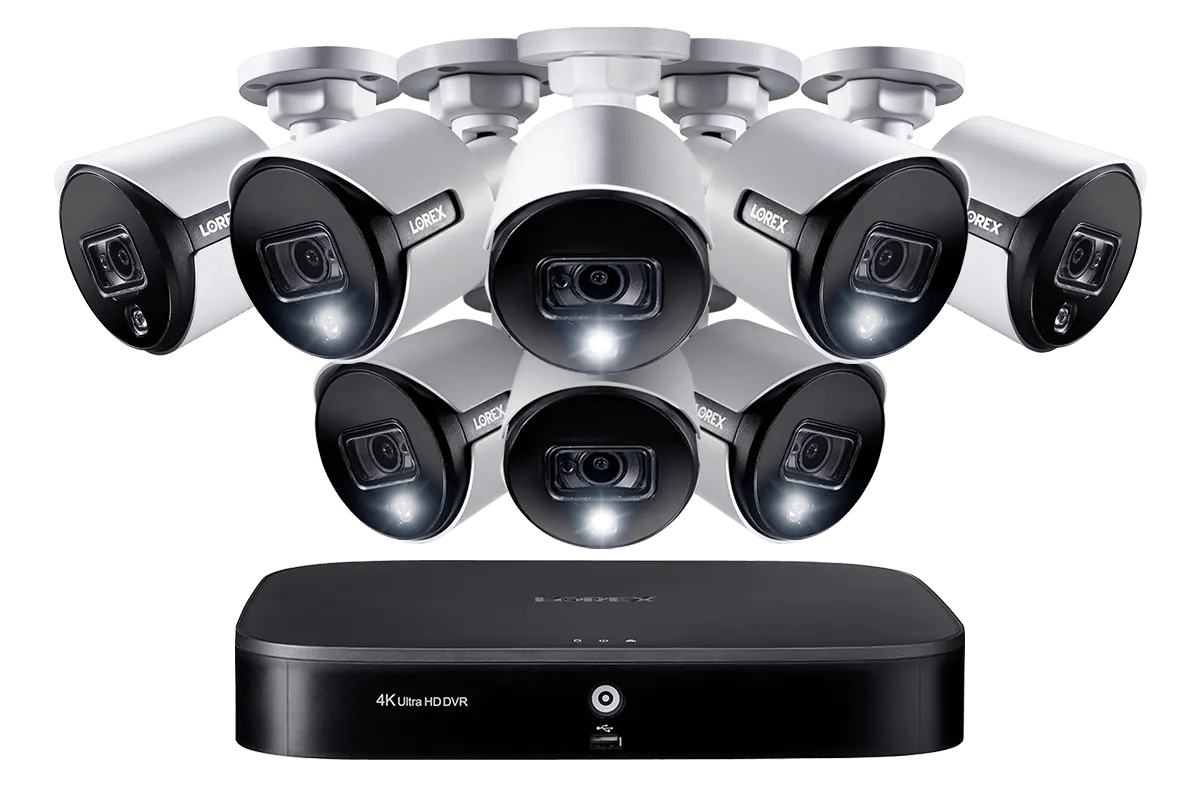 4K Ultra HD 8-Channel Security System with 8 Active Deterrence 4K (8MP) Cameras, Advanced Motion Detection and Smart Home Voice Control