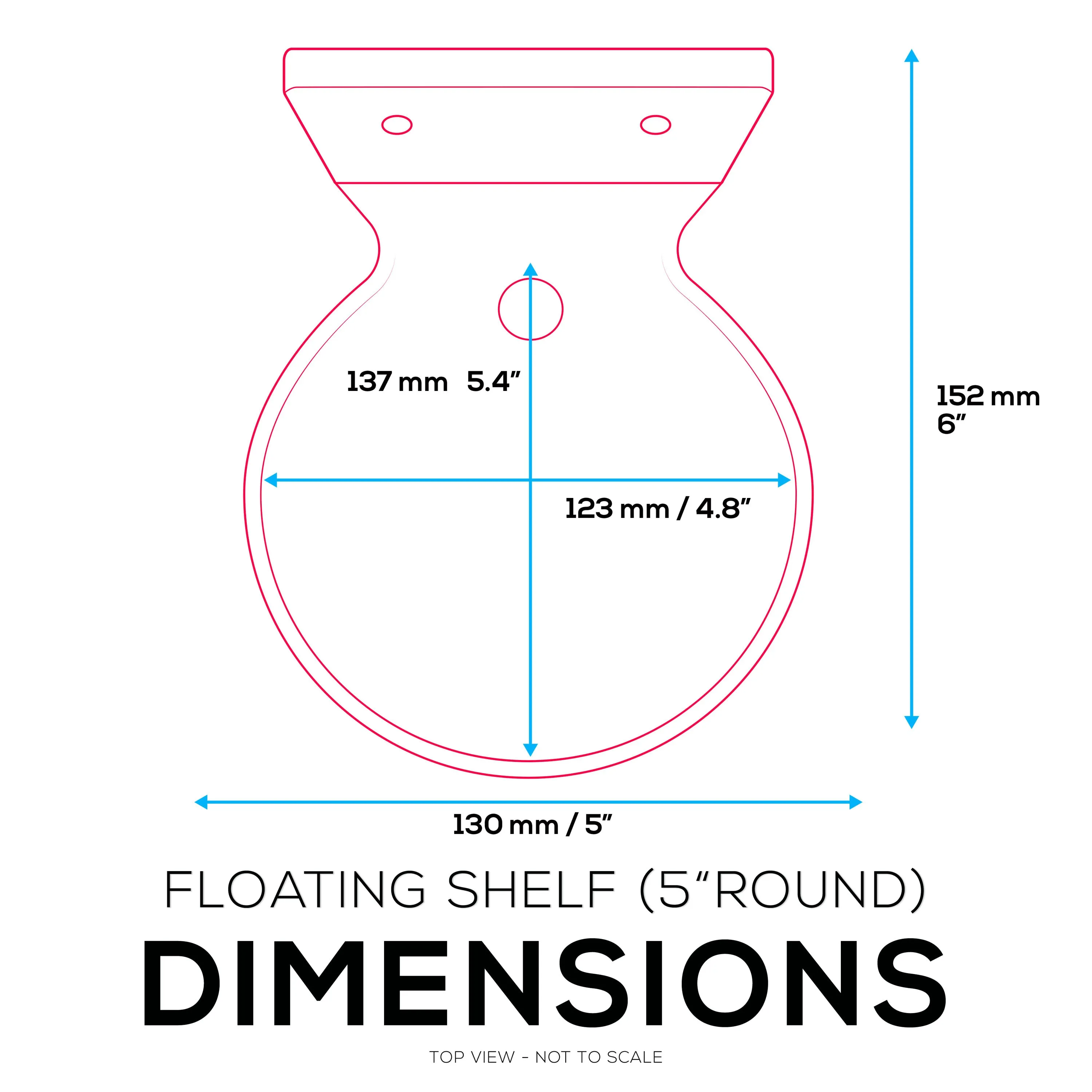 5” Round Floating Shelf, Screw & Adhesive, for Security Cameras, Baby Monitors, Speakers, Plants & More