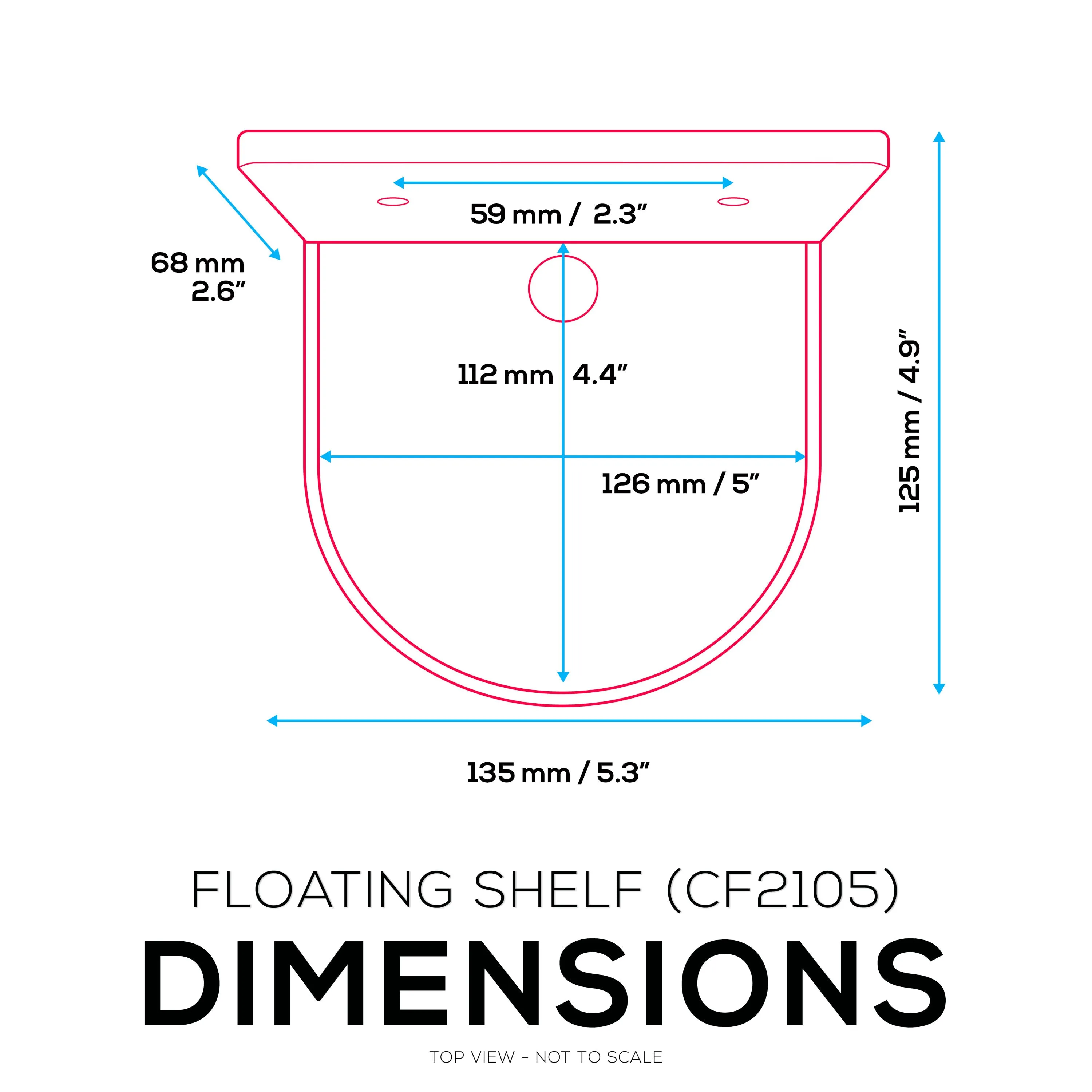 5” Small Floating Shelf, Adhesive & Screw In, For Bluetooth Speakers, Cameras, Plants, Books, Toys & More, Universal Shelves, Easy to Install (SHELF CF2105 White)