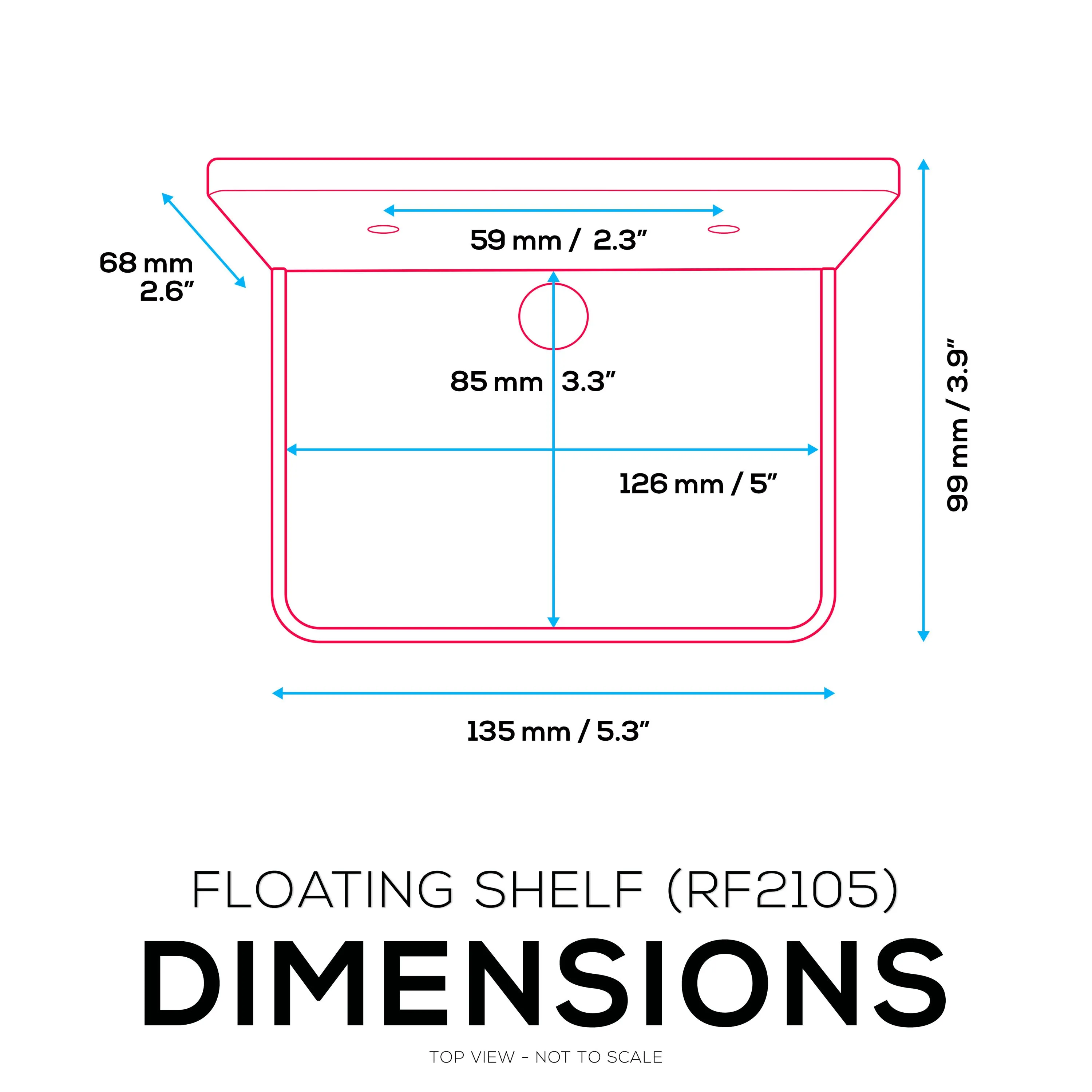 5” Small Floating Shelf, Adhesive & Screw In, For Bluetooth Speakers, Cameras, Plants, Toys, Books & More, Easy to Install Shelves (SHELF RF2105, White)