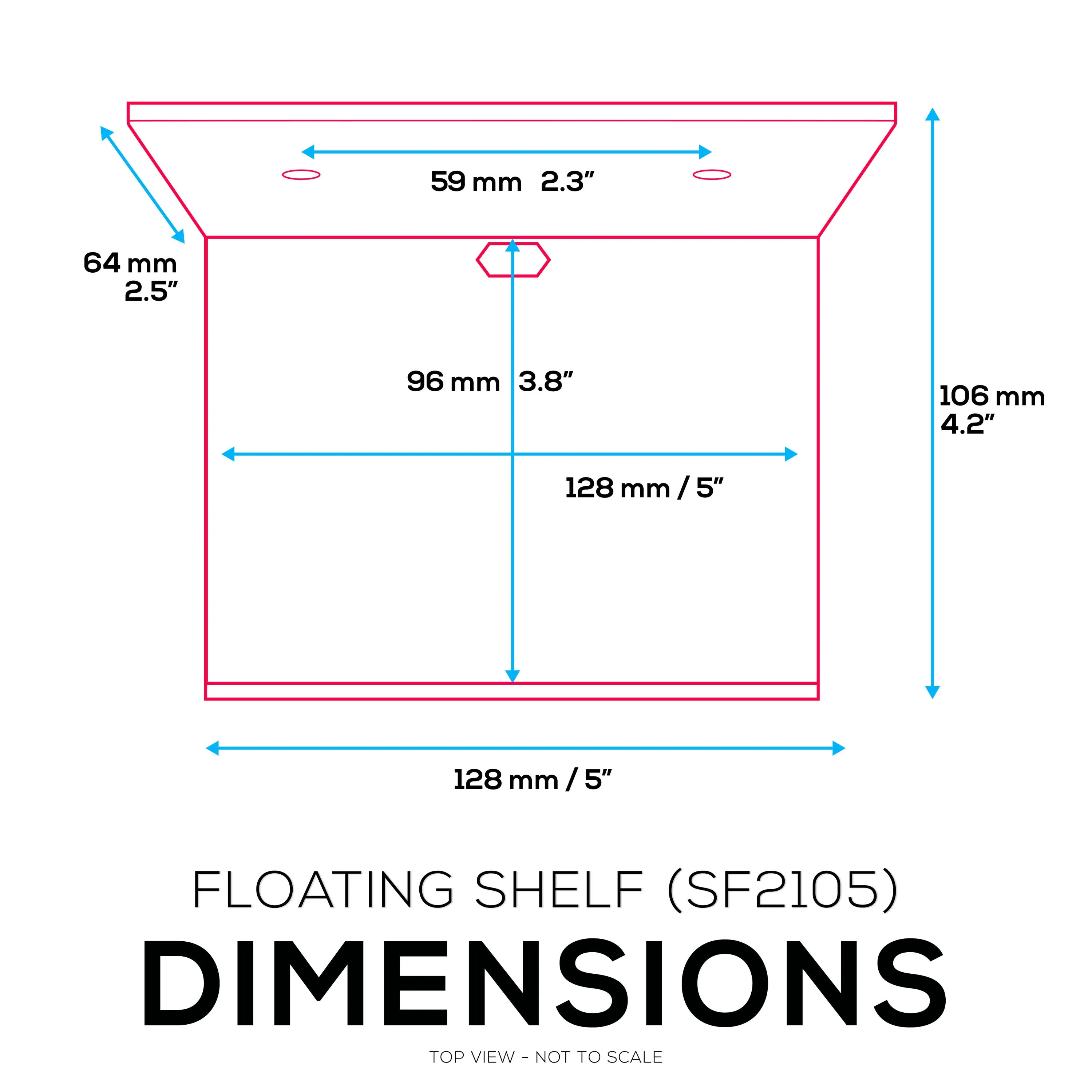 5” Small Floating Shelf, Adhesive & Screw In, For Bluetooth Speakers, Cameras, Plants, Toys, Books & More, Easy to Install Shelves (SHELF SF2105, White)