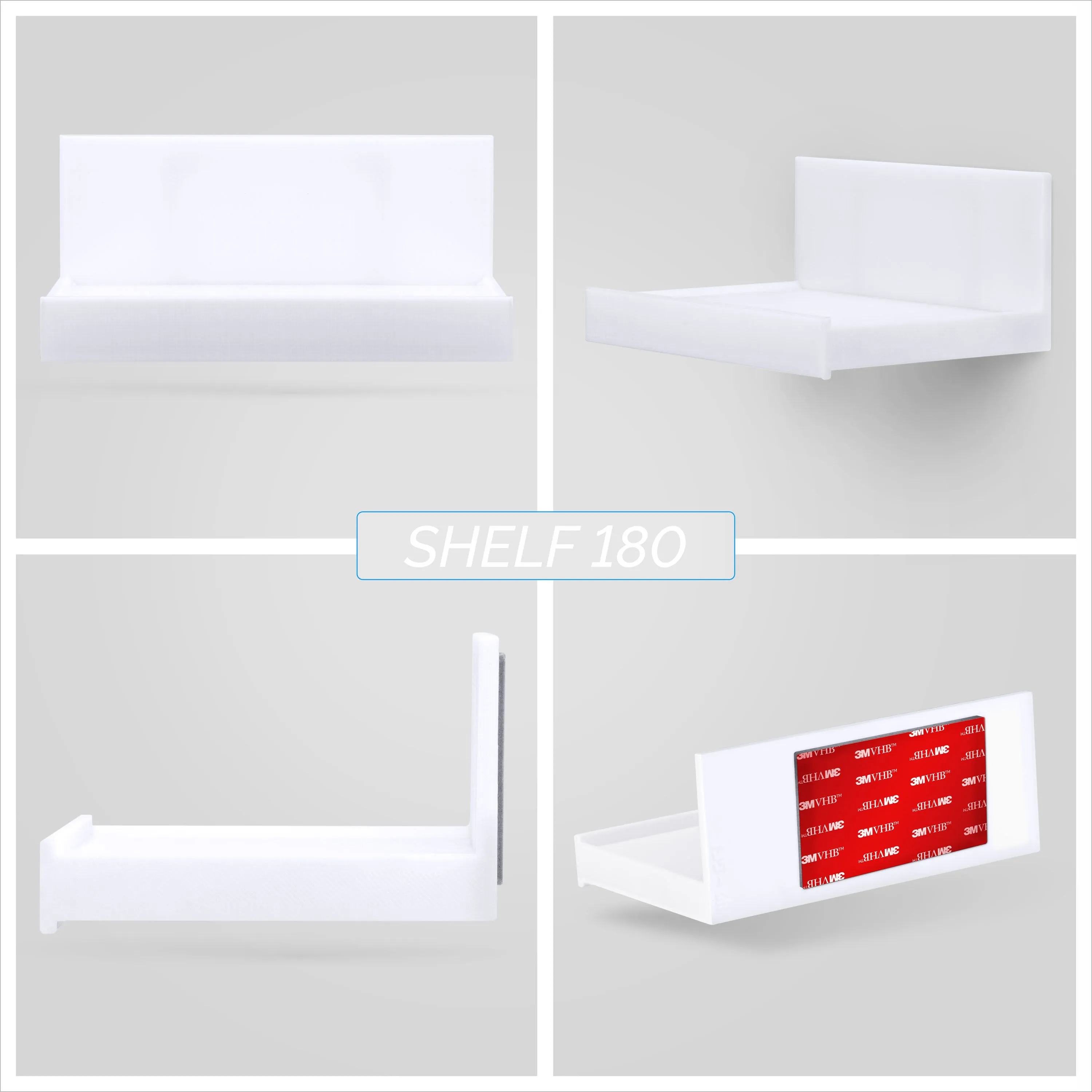 5.4" Adhesive Wide Floating Shelf (180) for Security Cameras, Baby Monitors, Speakers, Plants & More (139mm x 96mm / 5.4” x 3.7”)