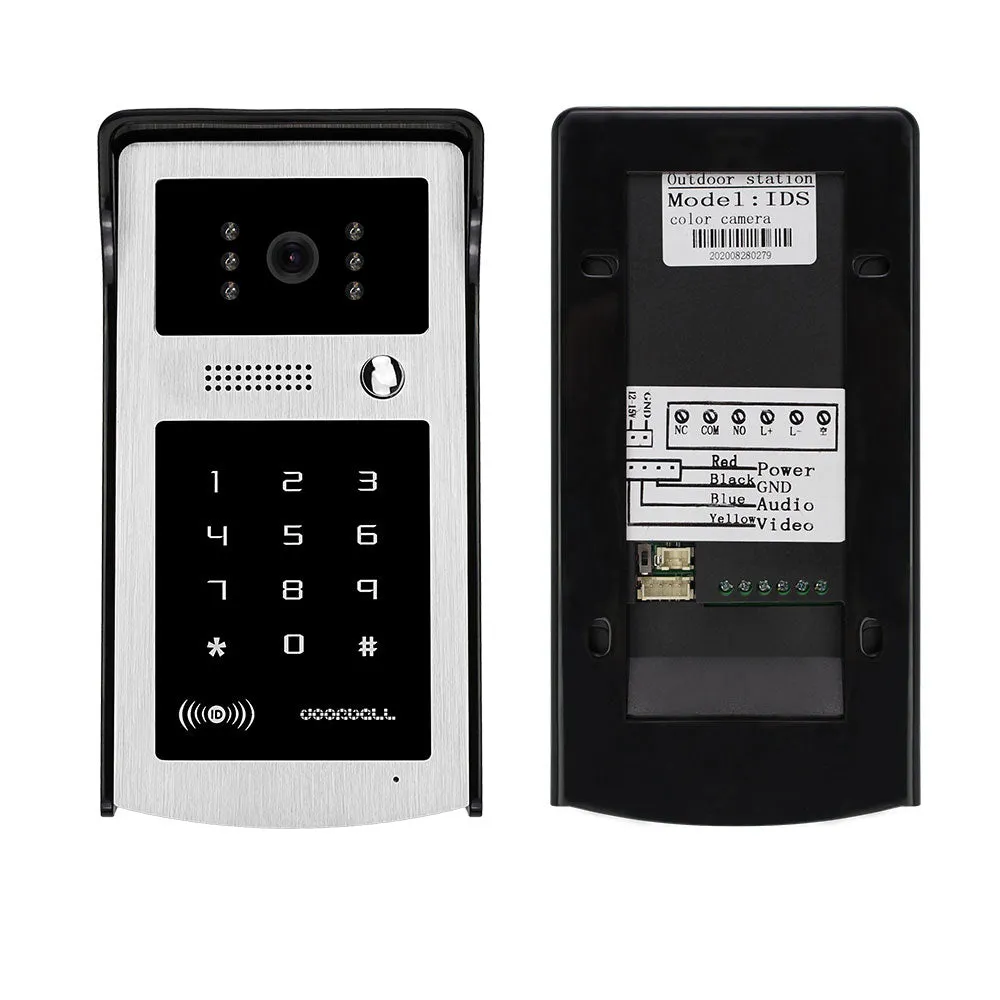 7" Home Wired Video Intercom RFID Video Camera Door Phone Intercom System for  Apartments Security Support Card Password Unlock