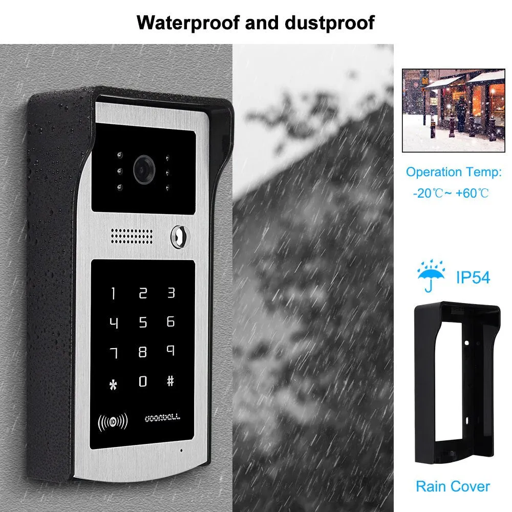 7" Home Wired Video Intercom RFID Video Camera Door Phone Intercom System for  Apartments Security Support Card Password Unlock