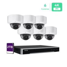 8 Channel 4K PoE IP Camera System with 6*8MP Dome Cameras, 2TB HDD