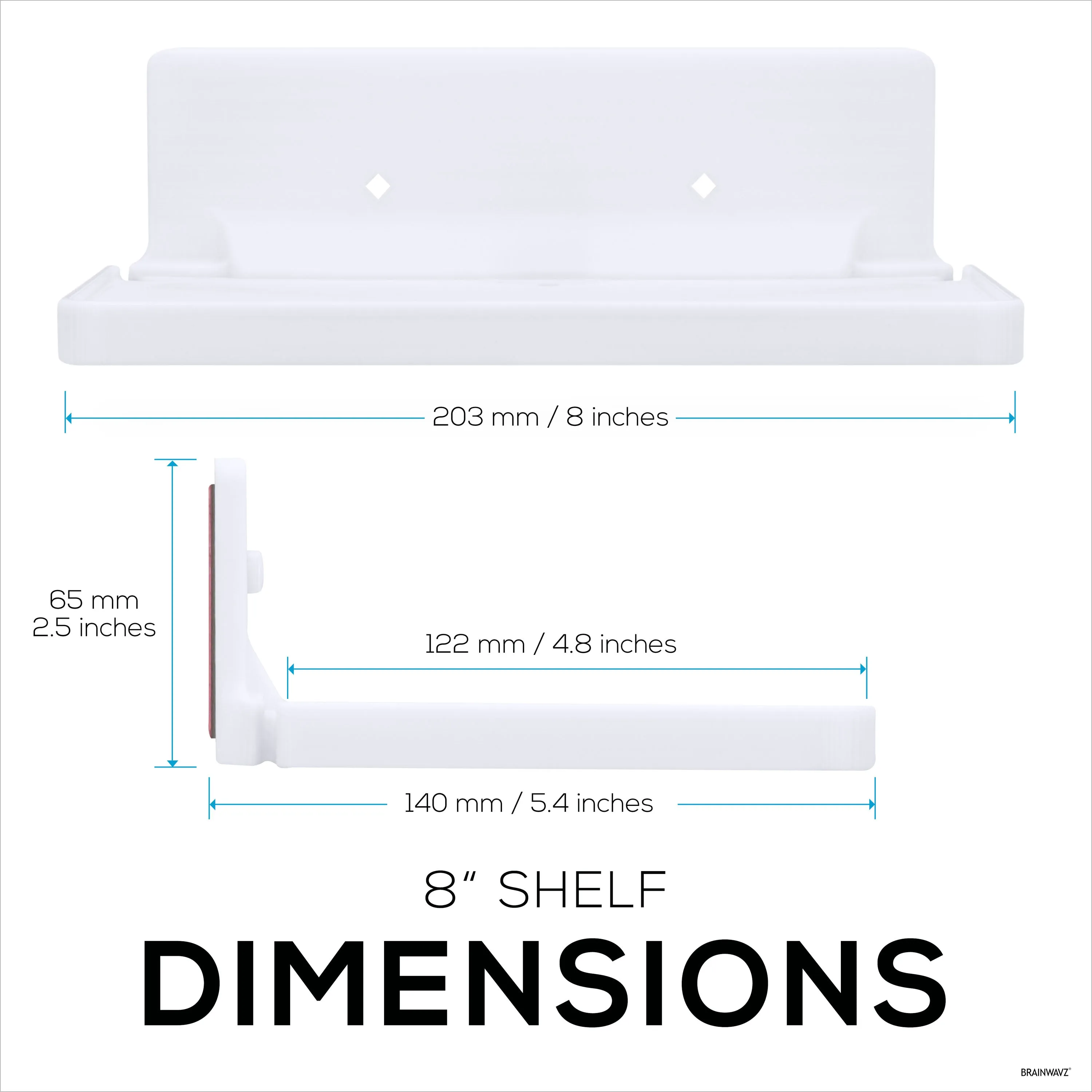 8” Shelf Wall Mount for Speakers, Security Cameras, Baby Monitors, Plants Toys & More, Floating Shelves, Adhesive & Screw-In