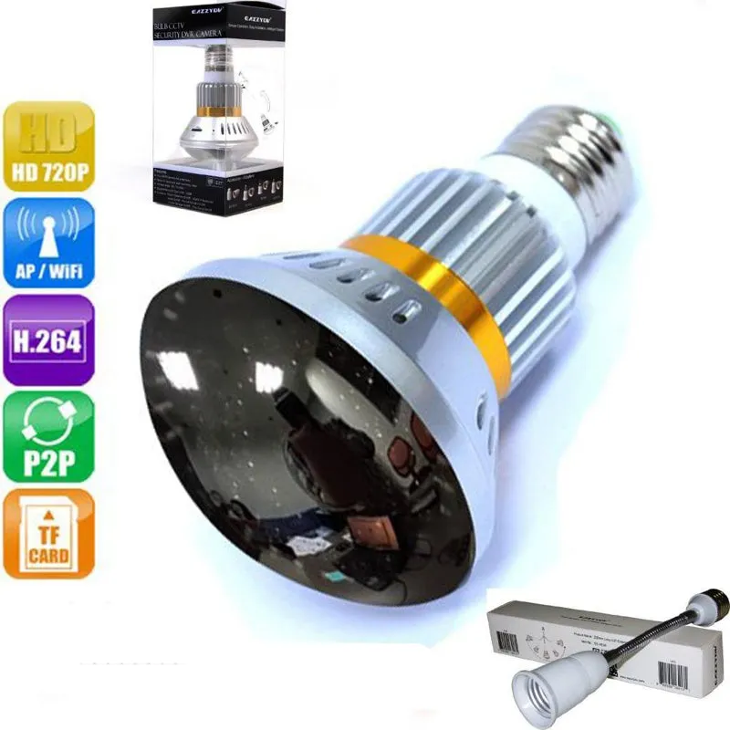 960P HD Wireless IP Network Mirror Cover Bulb Camera with 5W Lamp AP & WIFI Dual Mode View By APP