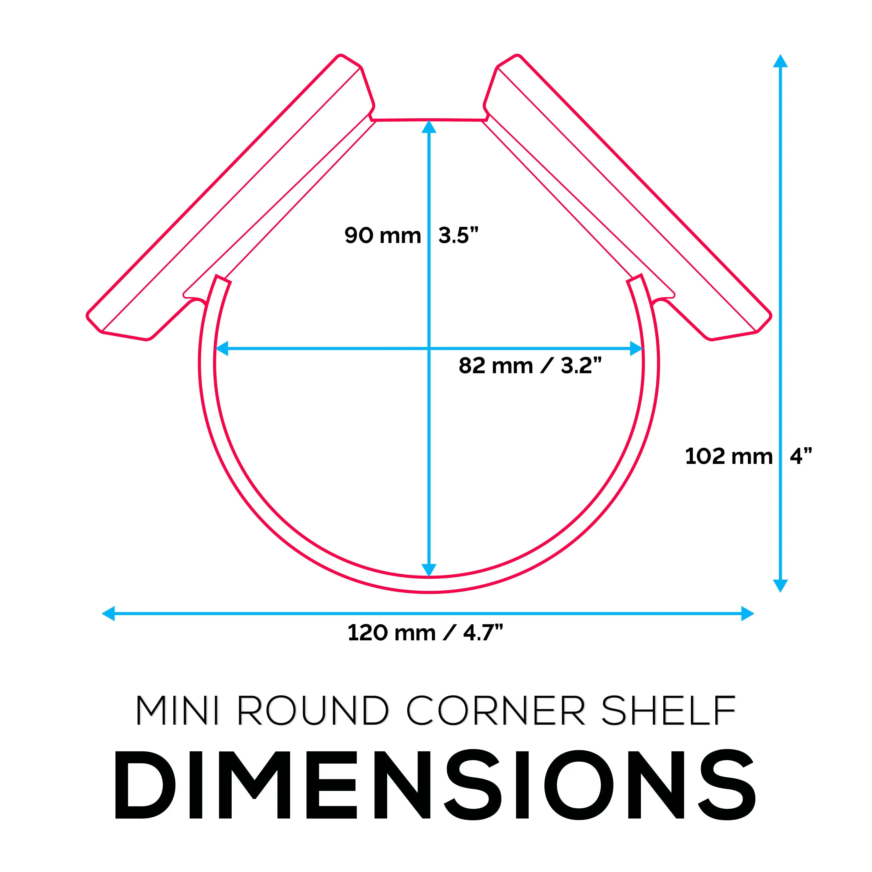 Adhesive Small Circular Corner Floating Shelf for Security Cameras, Baby Monitors, Speakers, Plants & More