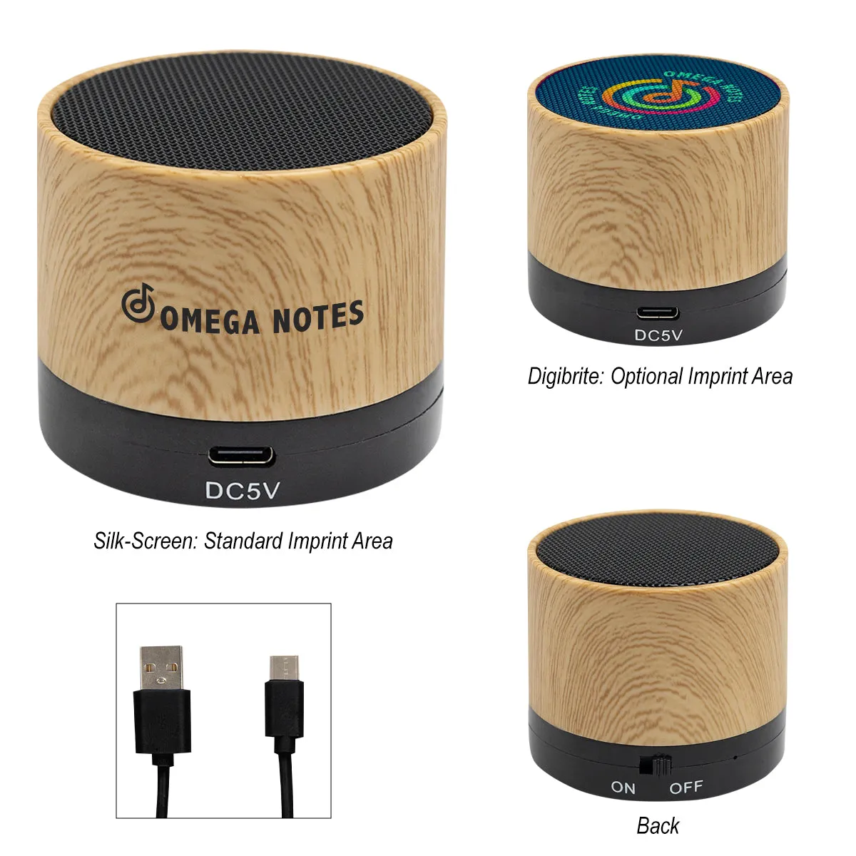 Allegro Wood Grain Wireless Speaker