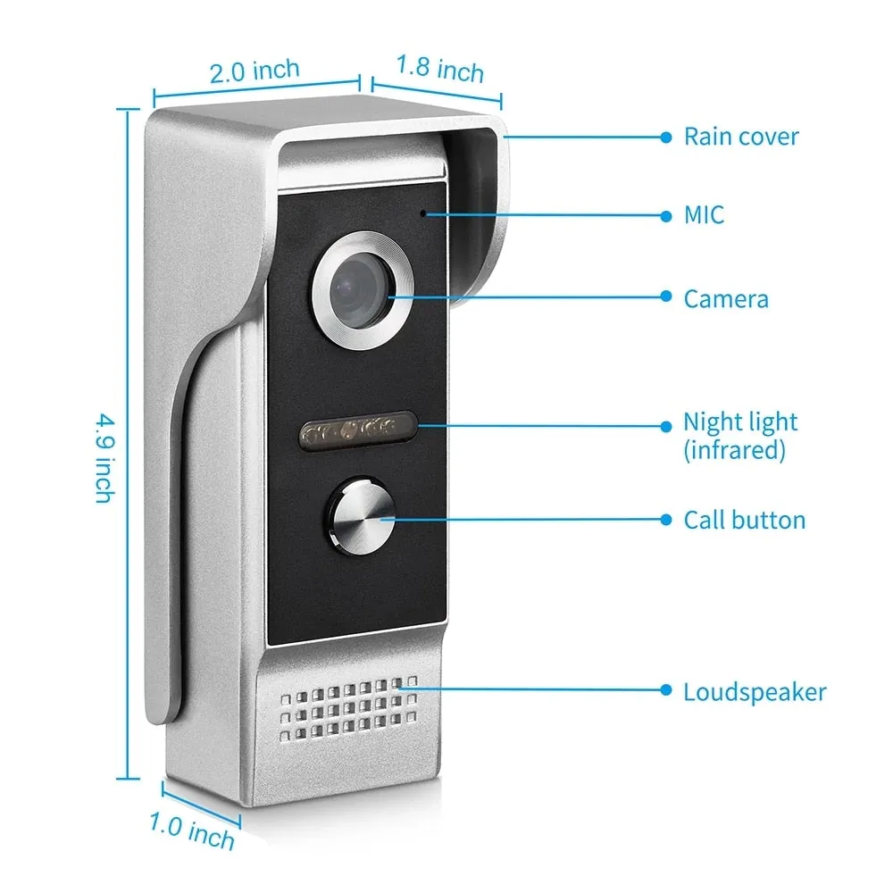 AnjieloSmart 4.3 inch Wired Video Door Phone System Visual Intercom Doorbell with IR Night Vison 700TVL Outdoor Camera