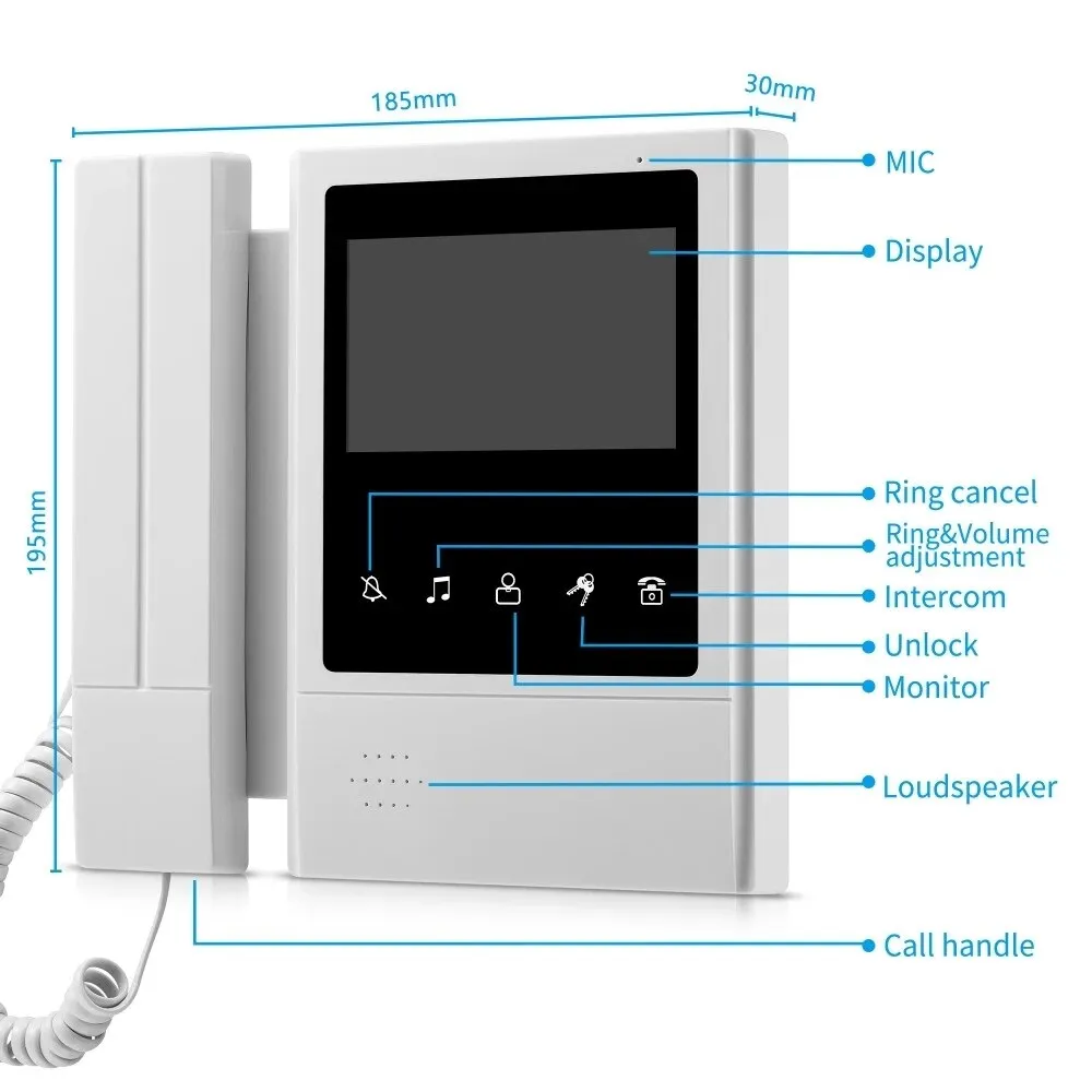 AnjieloSmart 4.3'' TFT LCD Wired Door Camera Video Doorbell System Doorphone