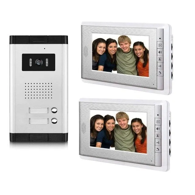 AnjieloSmart New 2/3/4 Unit Video Intercom System Doorbell with 7 Inch Monitor Doorphone for for 2-4 Household Apartment