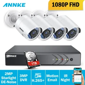 Annke 8CH 3MP HD TVI CVI AHD IP 5in1 H.264  DVR 4pcs 2MPFHD 1080P Bullet Camera Smart IR CCTV 2MP Security Surveillance System