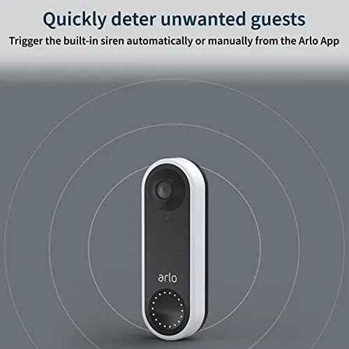 Arlo Essential Wired Video Doorbell - HD Video, 180° View, Night Vision, 2 Way Audio, DIY Installation (wiring required), Security Camera, Doorbell Camera, Home Security Cameras, White - AVD1001