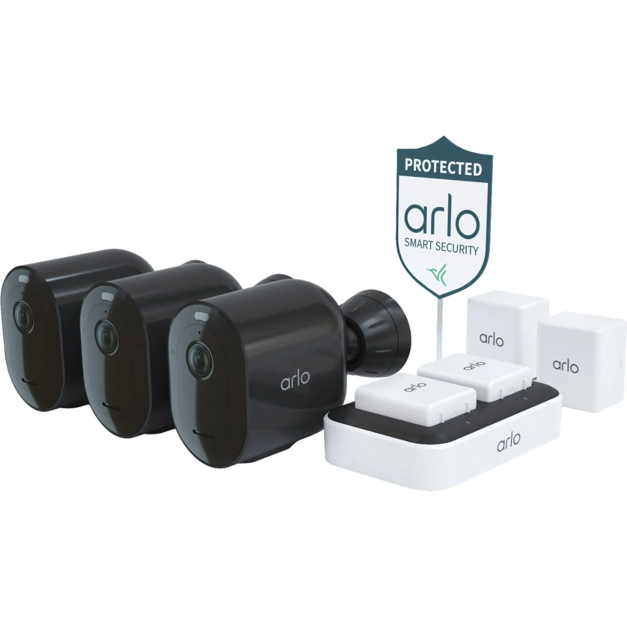 Arlo Pro 4 Spotlight Camera -(Pack of 3) - Wireless Security, 2K Video & HDR, Color Night Vision, 2 Way Audio, Wire-Free, Direct to WiFi No Hub Needed, Black