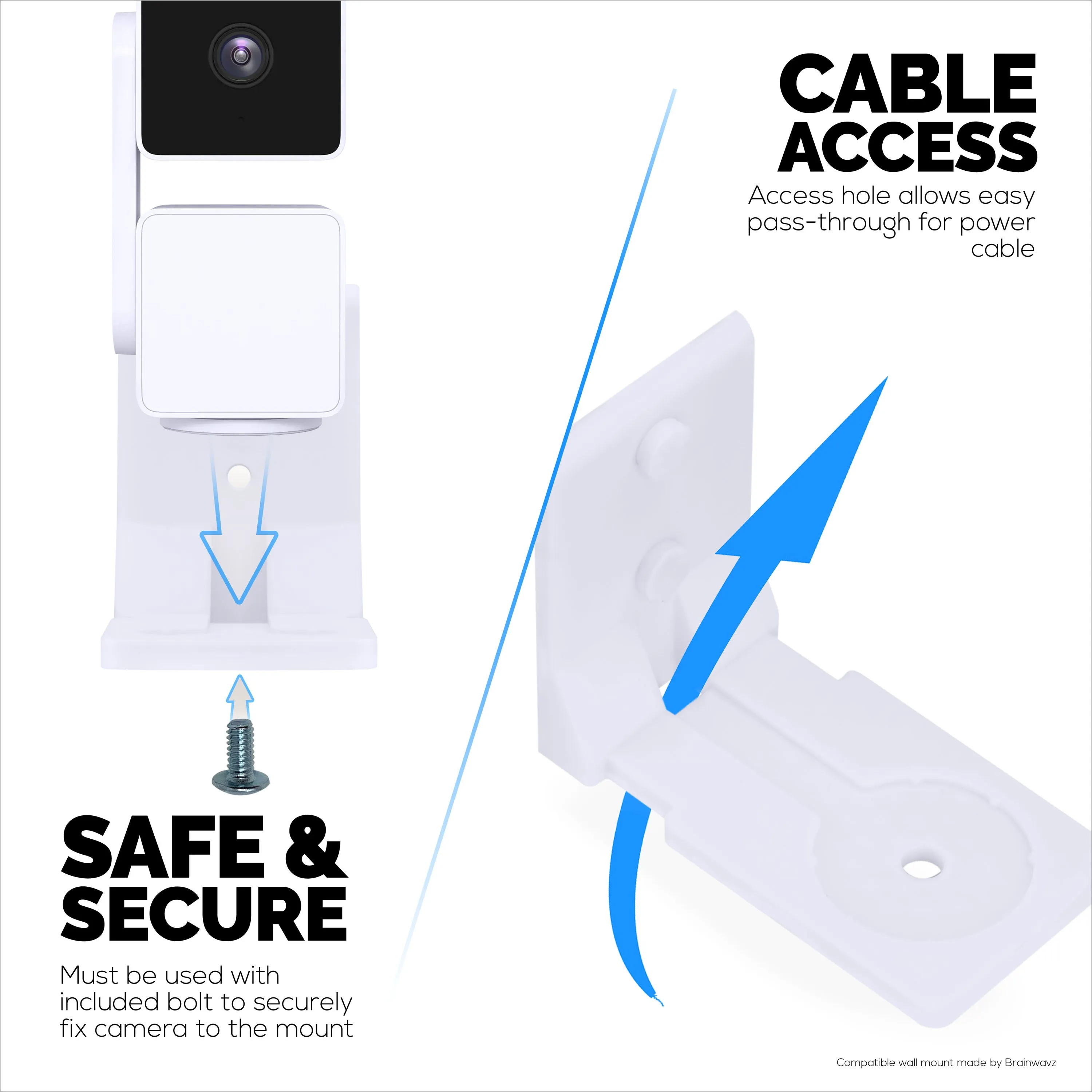 Drill Free Wall Mount for Wyze Pan V3 Camera, Easy to Install, No Mess, Strong VHB Holder with Screw In Option