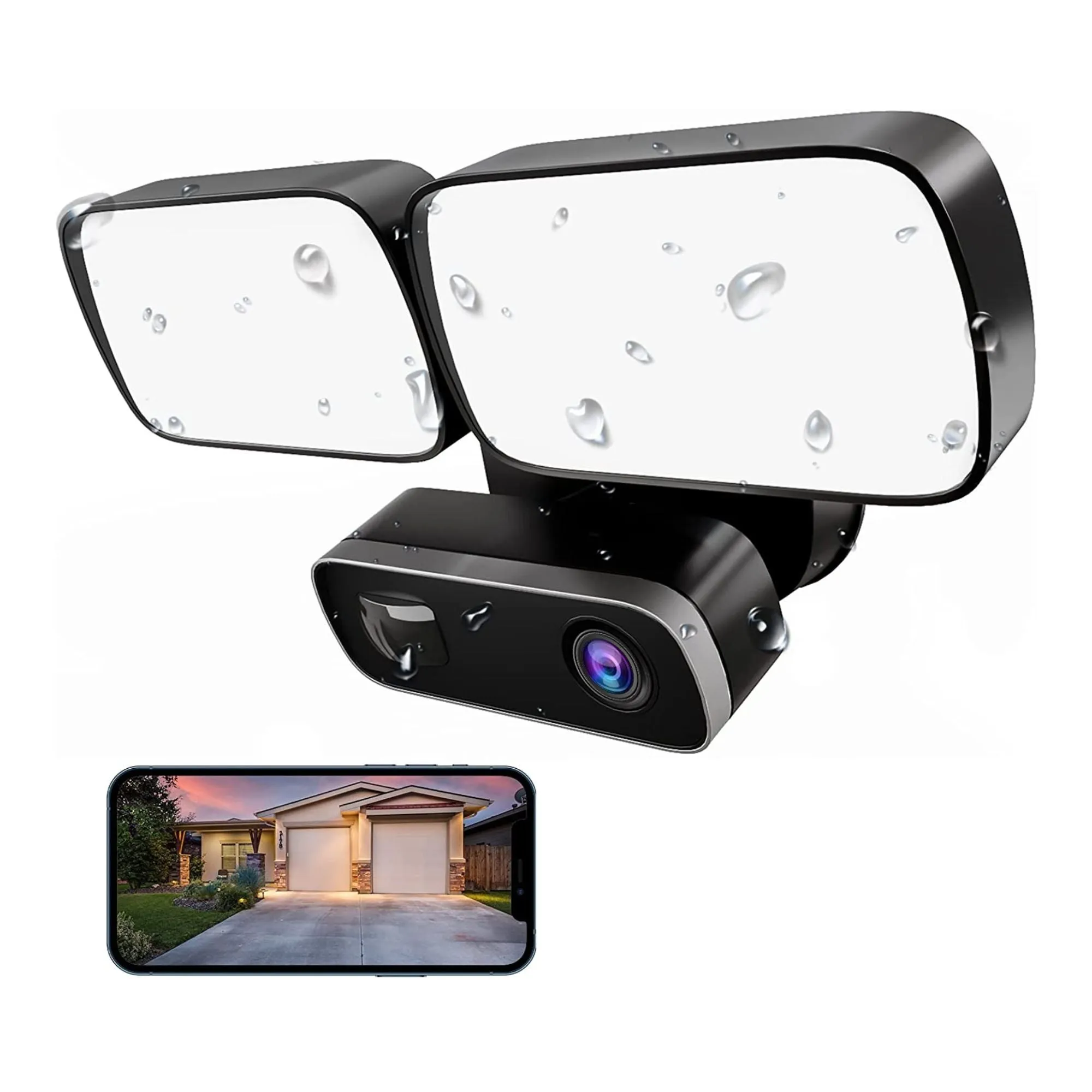 Dual Smart Floodlight with 1080P HD Wi-Fi Camera and Night Vision