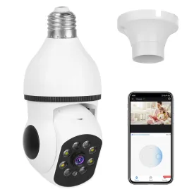 E27 WiFi Bulb Camera 1080P FHD WiFi IP Pan Tilt Security Surveillance Camera with Two-Way Audio Full Color Night Vision Flood Light Motion Tracking Si- Electronics