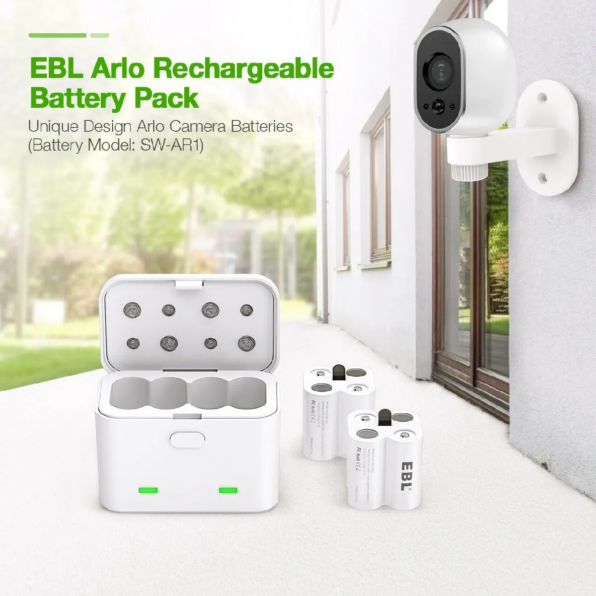 EBL CR123A Arlo Wireless Security Cameras Batteries 2 Packs and Battery Charger