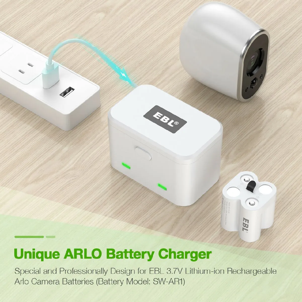 EBL CR123A Arlo Wireless Security Cameras Batteries 2 Packs and Battery Charger