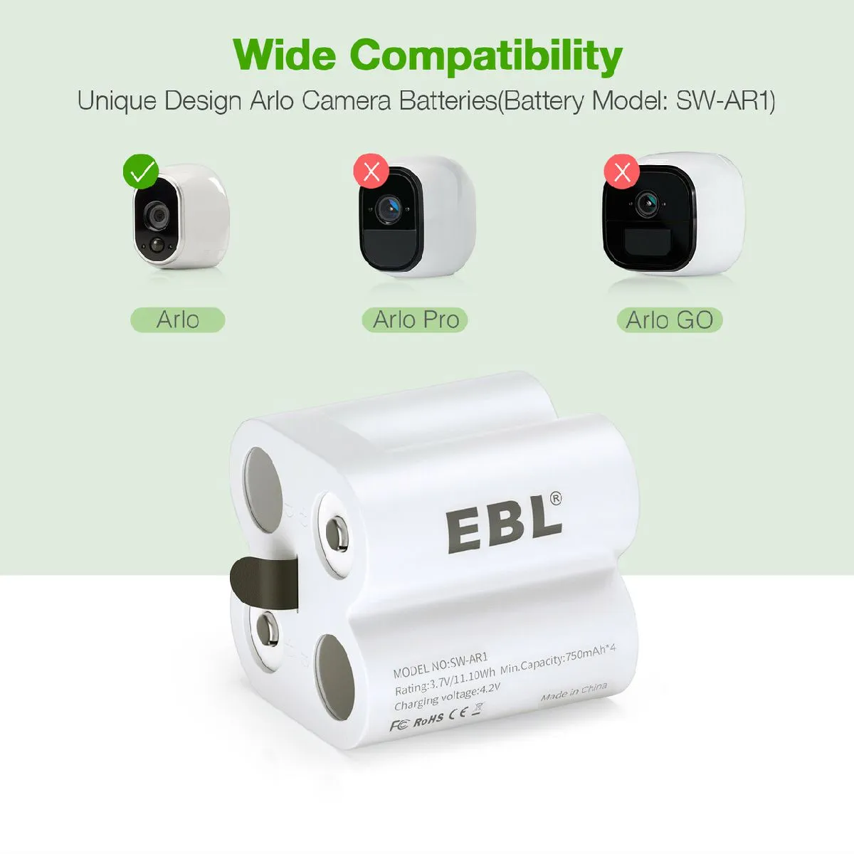 EBL CR123A Arlo Wireless Security Cameras Batteries 2 Packs and Battery Charger