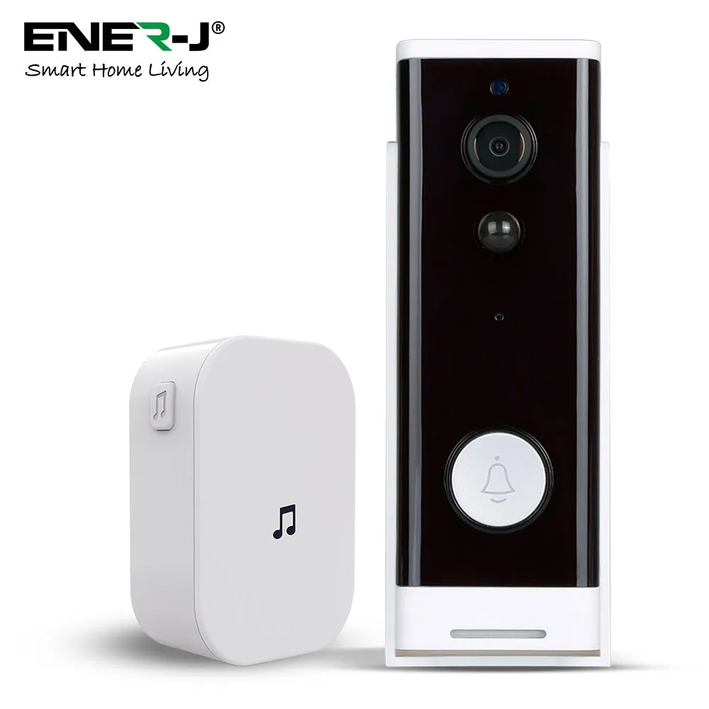 ENERJ Smart Wireless Doorbell with Chime Full HD, WiFi, Security Camera with Motion Detection, Night Vision, Two Way Audio Night Vision & PIR Motion