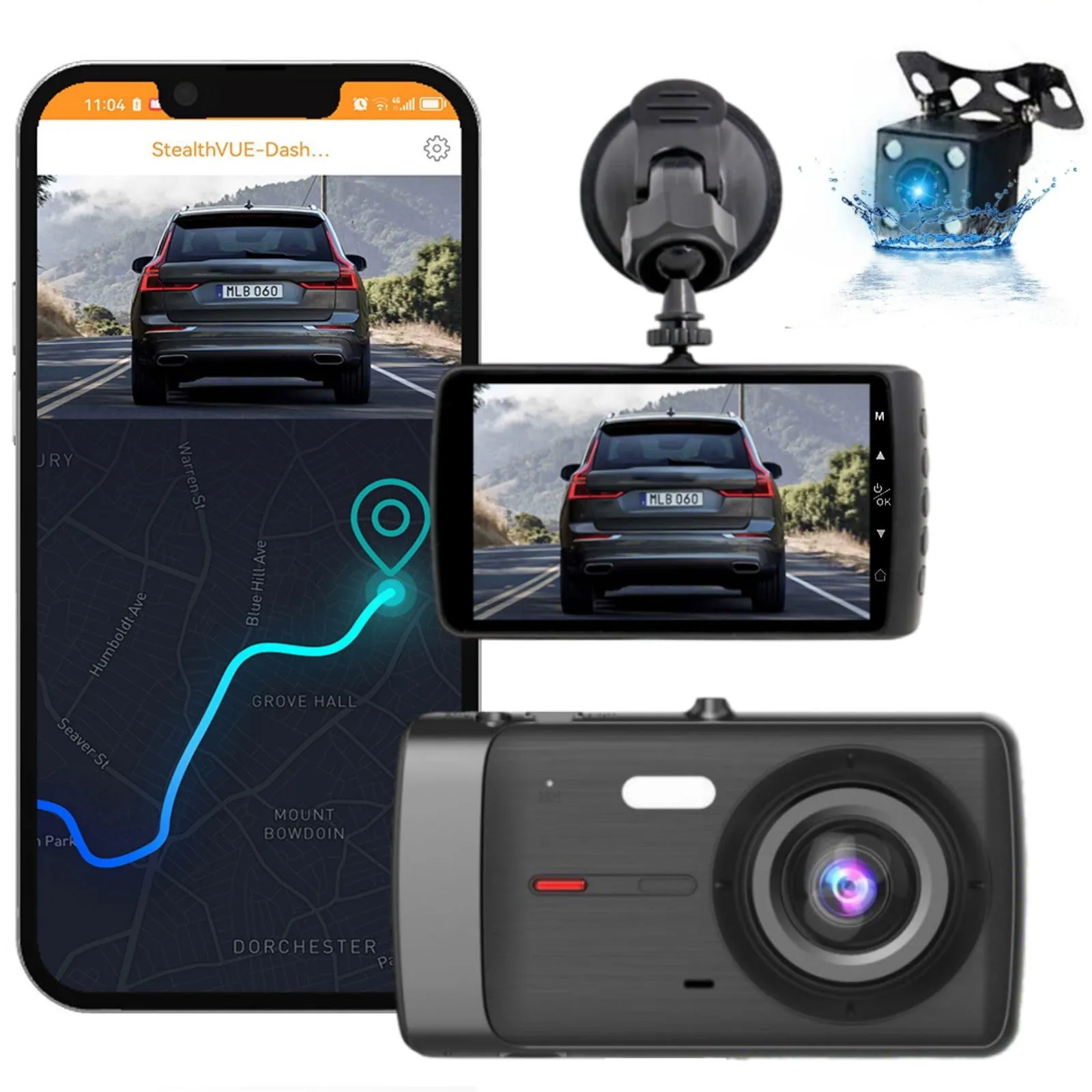 essential Dash Cam Front and Inside, 1080P Full HD Dash Camera, Car Driving Recorder Two Lens, Dashcam with Night Vision /APP Remote/ HD Night Vision/G Sensor/Loop Recording