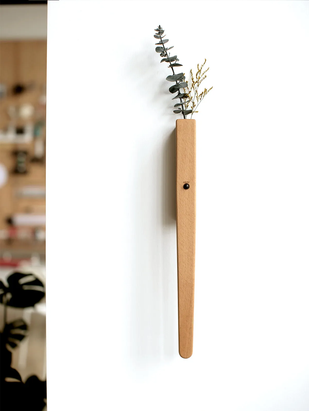 Extended Solid Wood Wall Vase Lamp with Motion Sensor