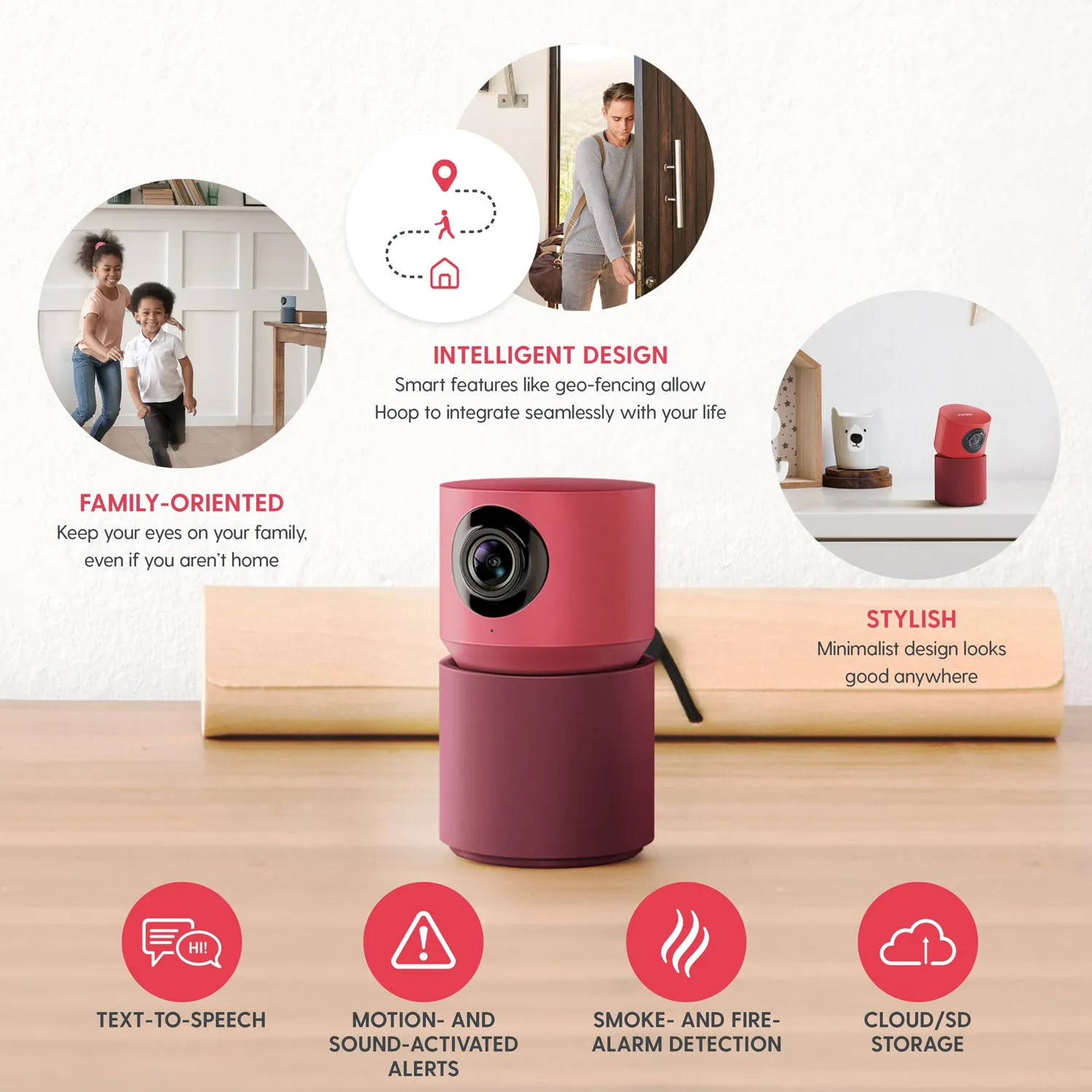 Hoop Cam Plus Home Security Camera (Red)