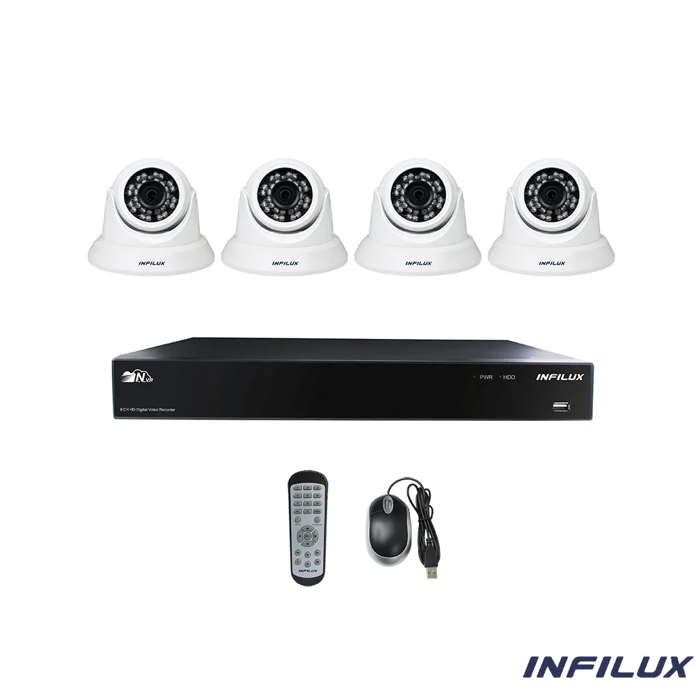 Infilux 8-Channel 4MP Surveillance Kit with 3.6mm Dome IP Cameras