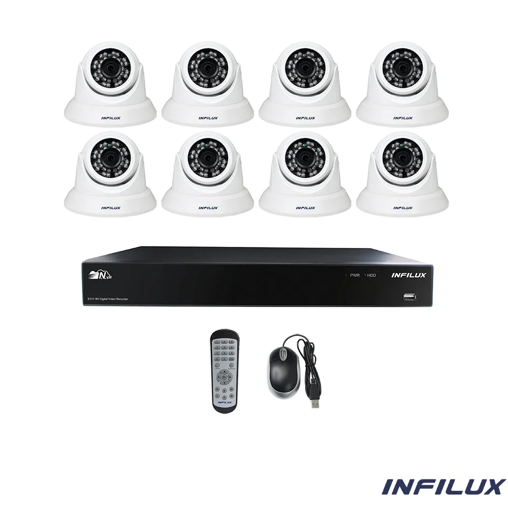 Infilux 8-Channel 4MP Surveillance Kit with 3.6mm Dome IP Cameras