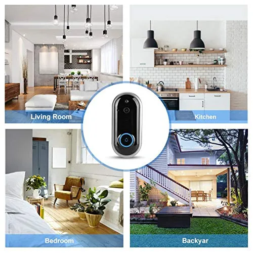 Jacksking Intercom Doorbell, 720P/1080P HD Smart WiFi Video Wireless 155° Wide-angle Lens Home Security Visible Door Phone with Chime(UK Black, 720P)