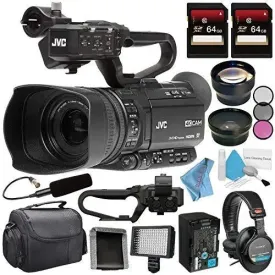 JVC GY-HM250 GY-HM250U UHD 4K Streaming Camcorder   64GB SDXC Card   62mm 3 Piece Filter Kit   62mm Wide Angle Lens   62