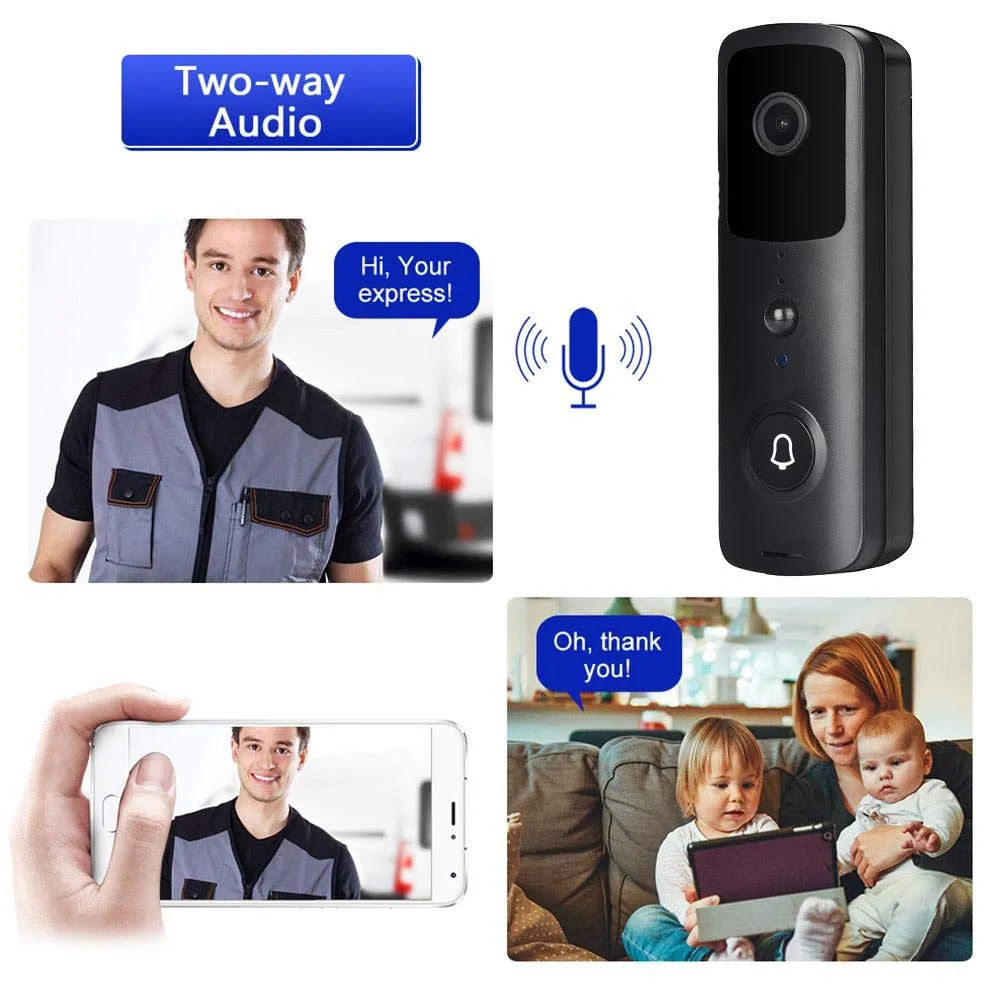 lesgos Wireless Video Doorbell, 1080P HD WiFi Security Camera with Real-Time 2-Way Talk, Night Vision, PIR Motion Detection,Self Storage Function for iOS and Android