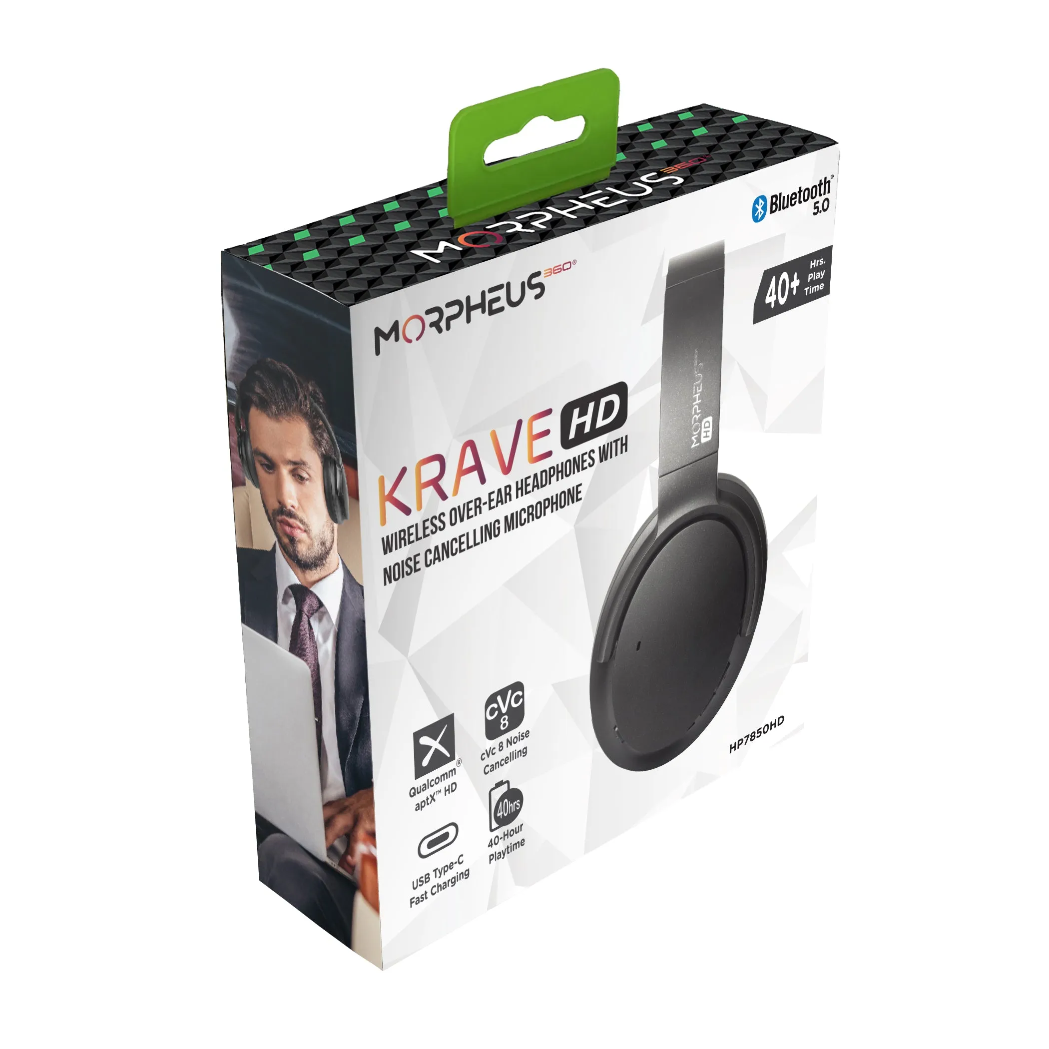 m360 Krave HD Wireless Over Ear Headphones - Bluetooth Headset with Microphone - 40H Playtime - Deep Bass – Work – School - Travel HP7850HD