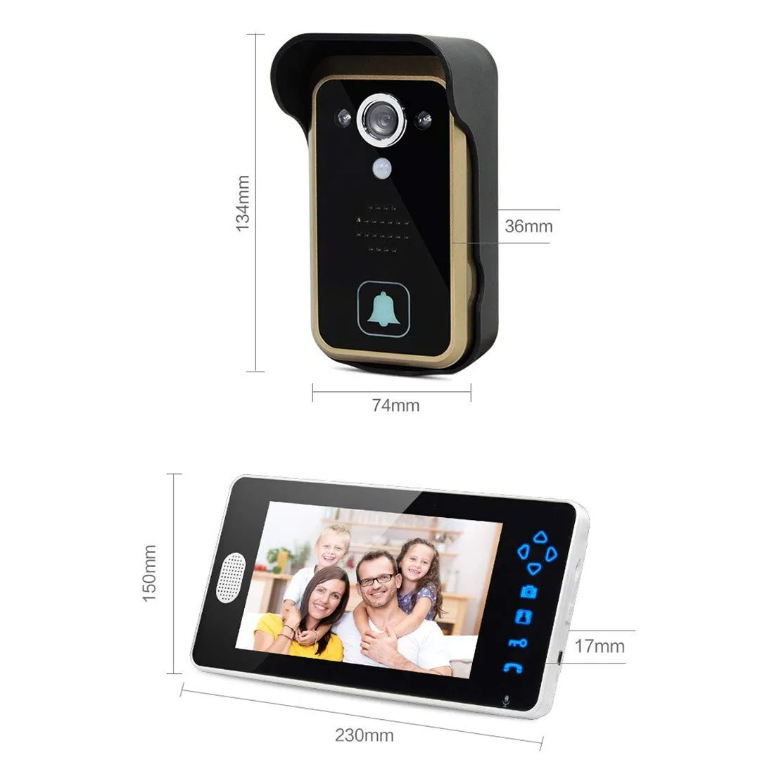 MFYXUE Wireless Video Doorbell WiFi Smart Doorbell ， Smart one to three wireless video intercom doorbell， HD Security Home Camera Real-Time Video and Two-Way Talk